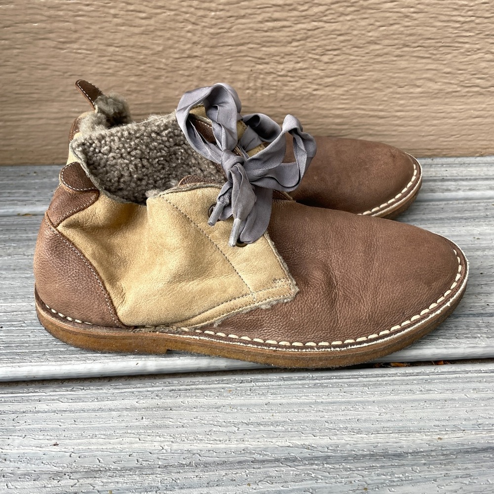 Brunello Cucinelli Women's EU 36/US6 Shearling Lined Suede Ankle Booties FLAW!